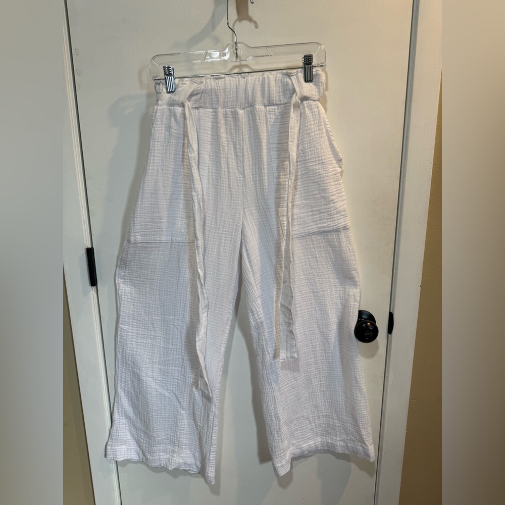 Chic White Wide-Leg Women's Pants-#1386